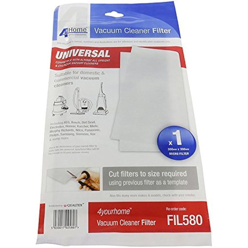 4 YOUR HOME CUT TO SIZE VACUUM CLEANER FILTER - PRE AND POST MOTOR (2906) EXSFIL580