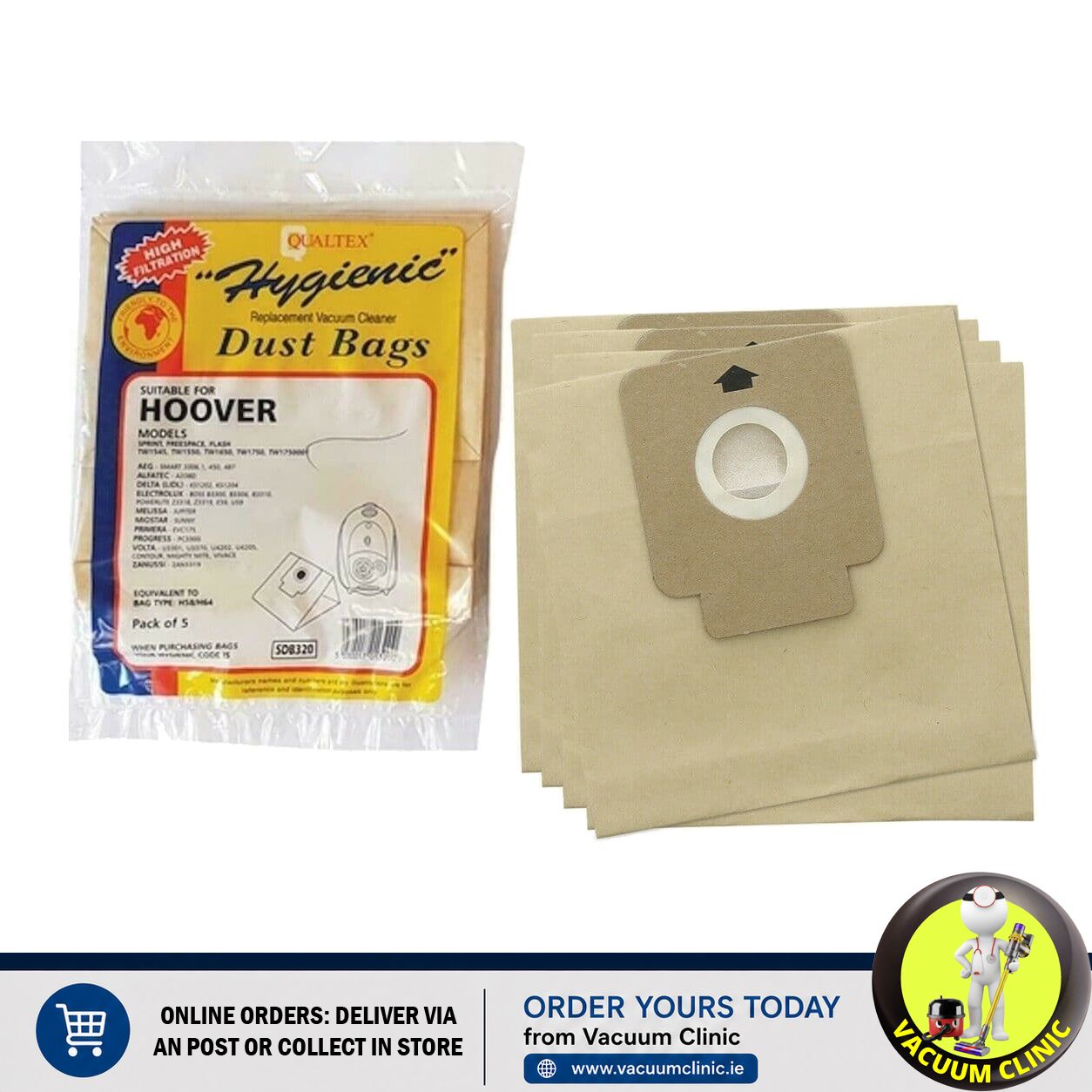 HOOVER SPRINT TW1650, H58, H63, H64 BAGS PACK 5 (3201) EXSSDB320