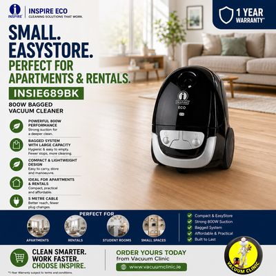 INSPIRE ECO BAGGED VACUUM CLEANER 800W 5 METRE CABLE (5401) INSIE689BK