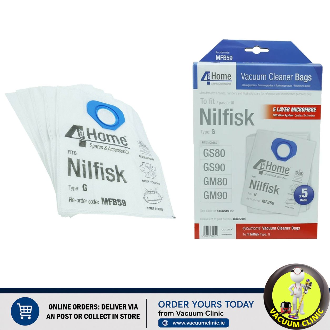 MICROFIBRE BAGS NILFISK 70 80 90 (0601.0901) EXSMFB59