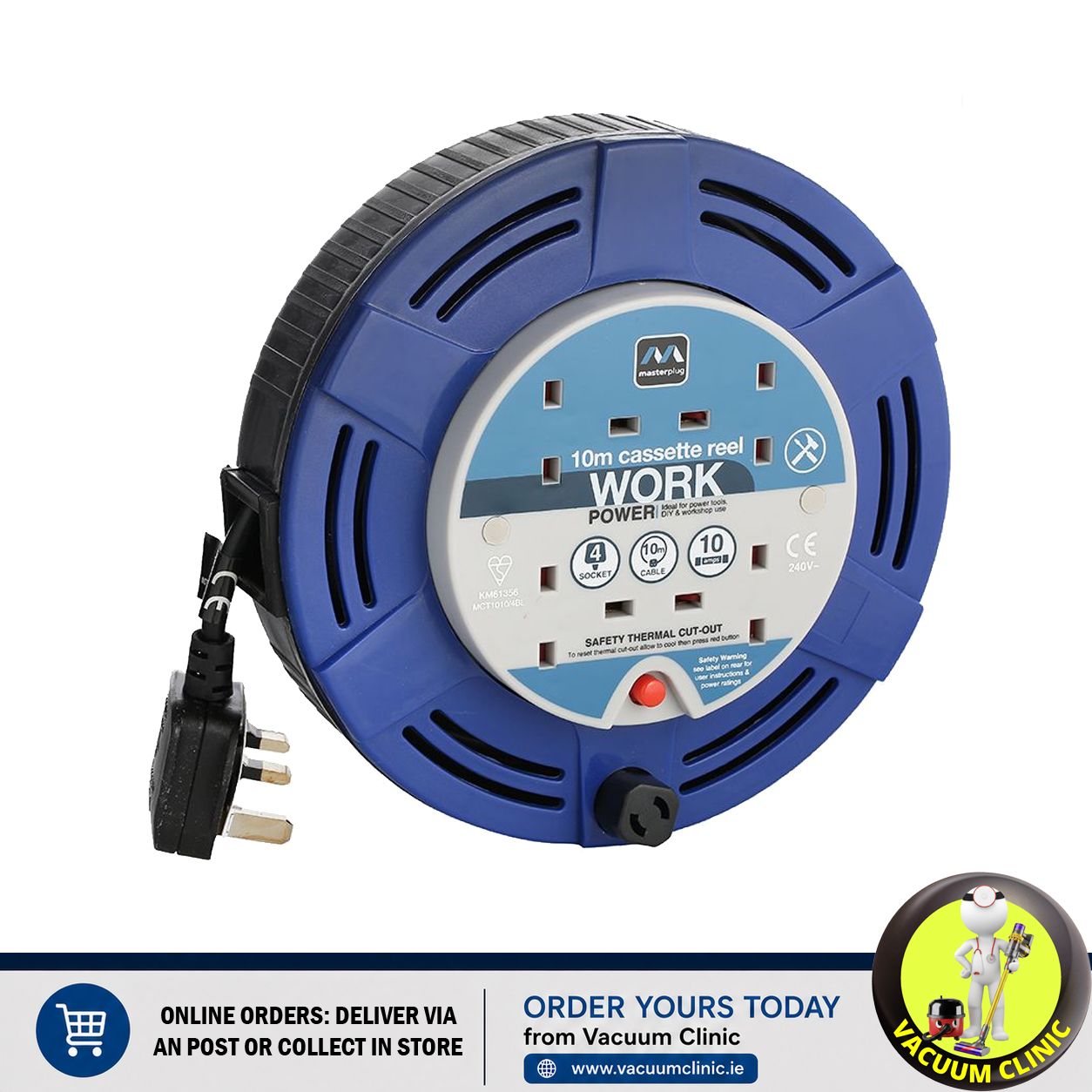 4 GANG 10 METRE EXTENSION REEL (COUNTER) JEGJA075