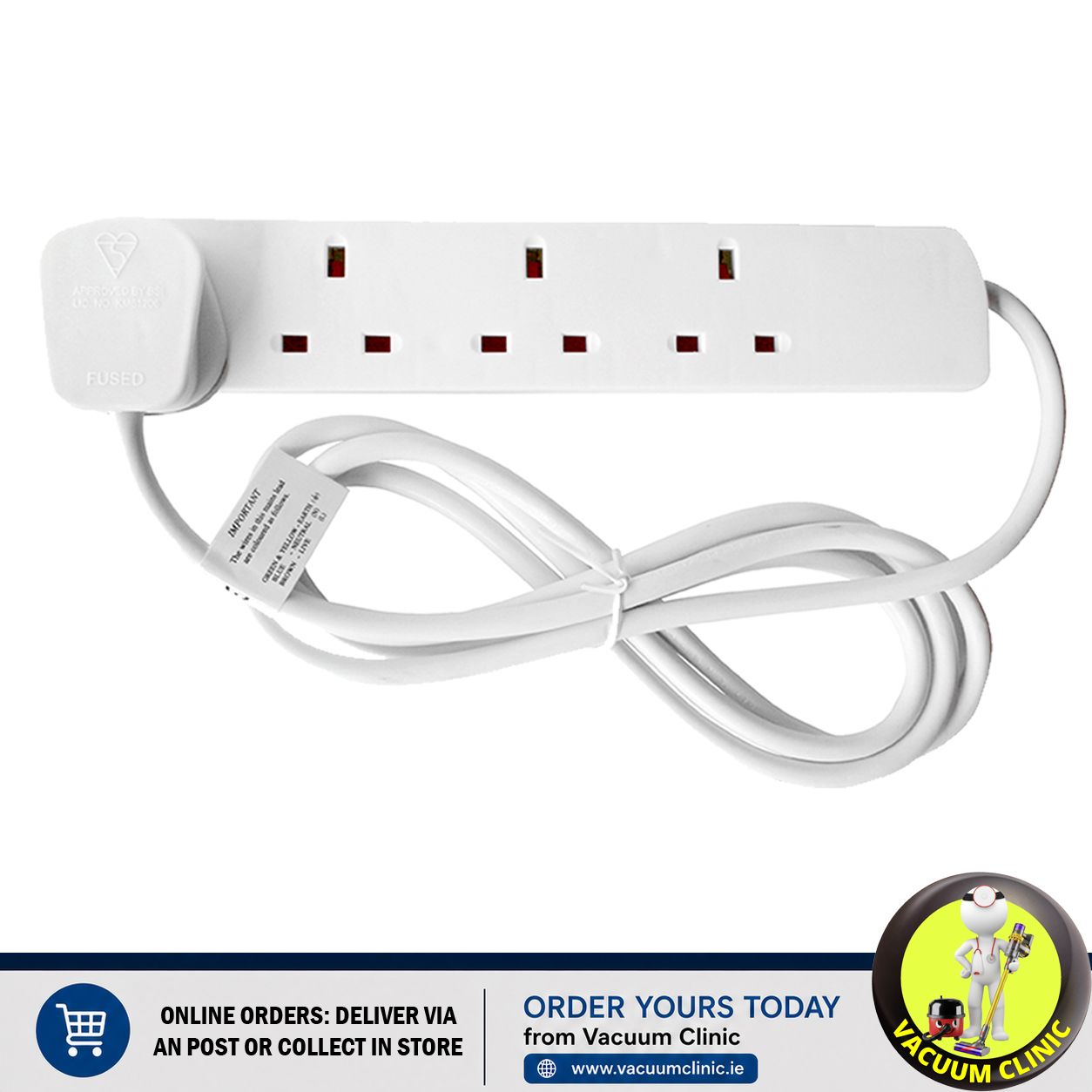 4 GANG 2 METRE EXTENSION LEAD W/PLUG &amp; NEON JA058Y (2602) JEGJA152B