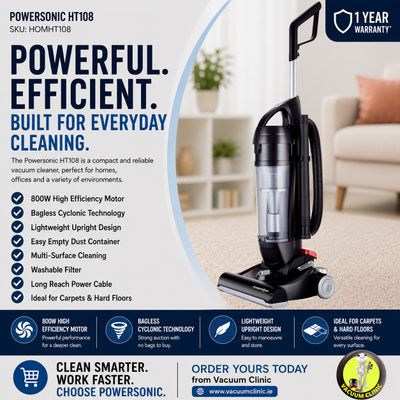 POWERSONIC BAGLESS UPRIGHT VACUUM 800 WATT (5401) HOMHT108