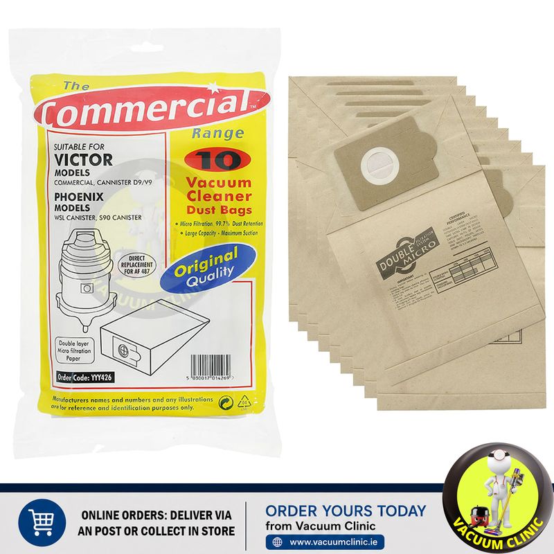 VICTOR D9/V9 DUST BAGS (10 PACK) EXSSDB139 EXSSDB315 (3105) EXSYYY426