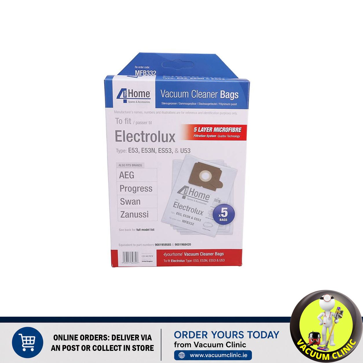 MICROFIBRE BAGS ELECTROLUX E53 - E53N - ES53 (0702.1002) EXSMFB332