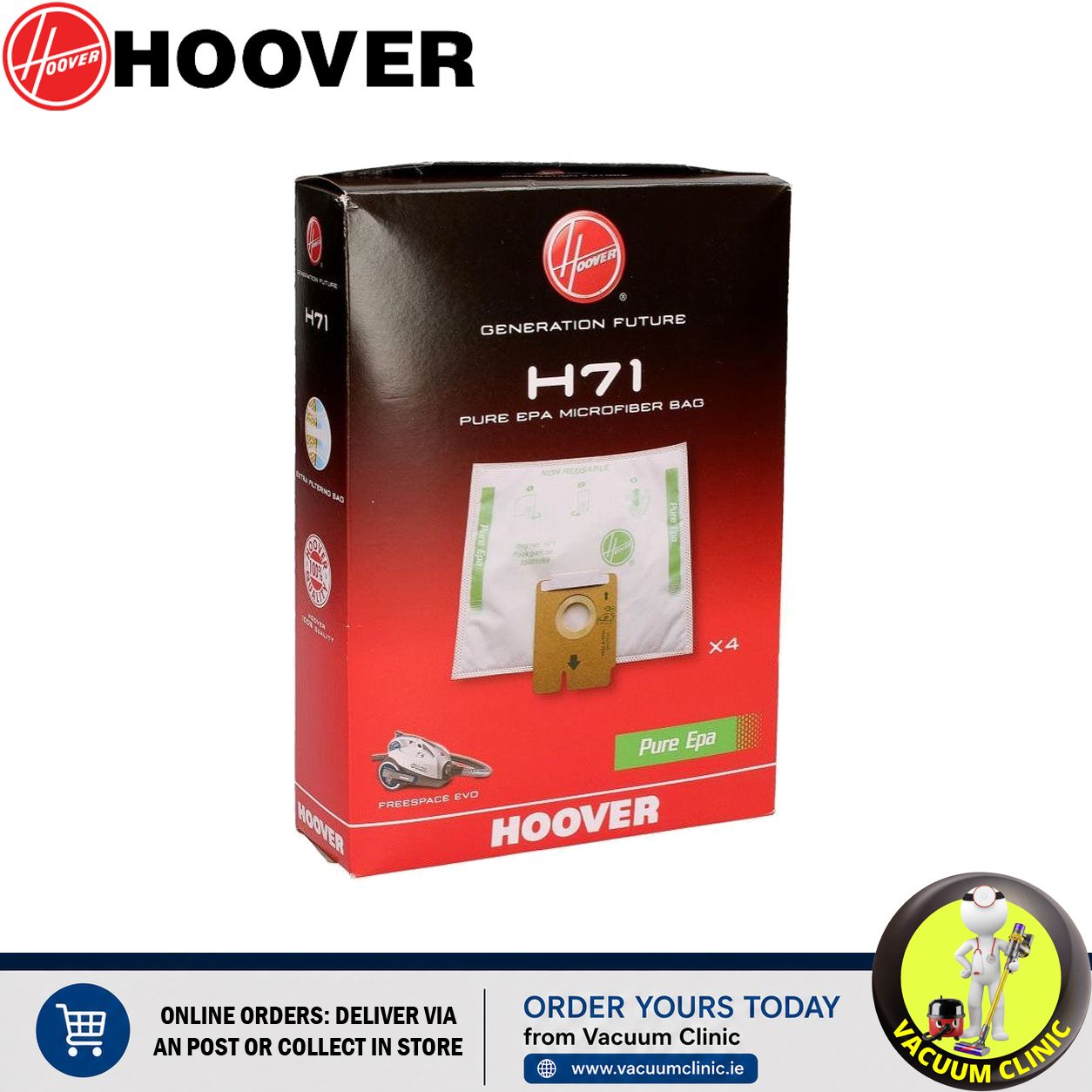 HOOVER H71 PURE HEPA MICROFIBRE BAGS GENUINE (0304) HVR35601069