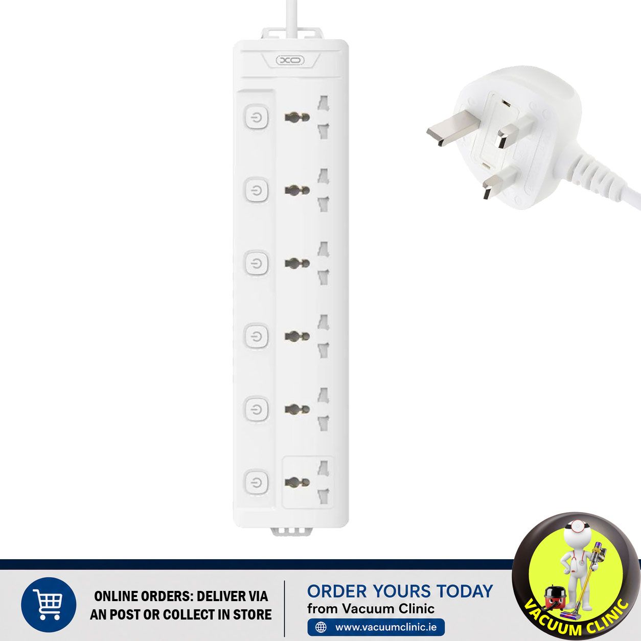 XO 6 GANG 2 METER EXTENSION LEAD - ADAPTOR SOCKETS (6705) EXSXO-WL18IRL-UK