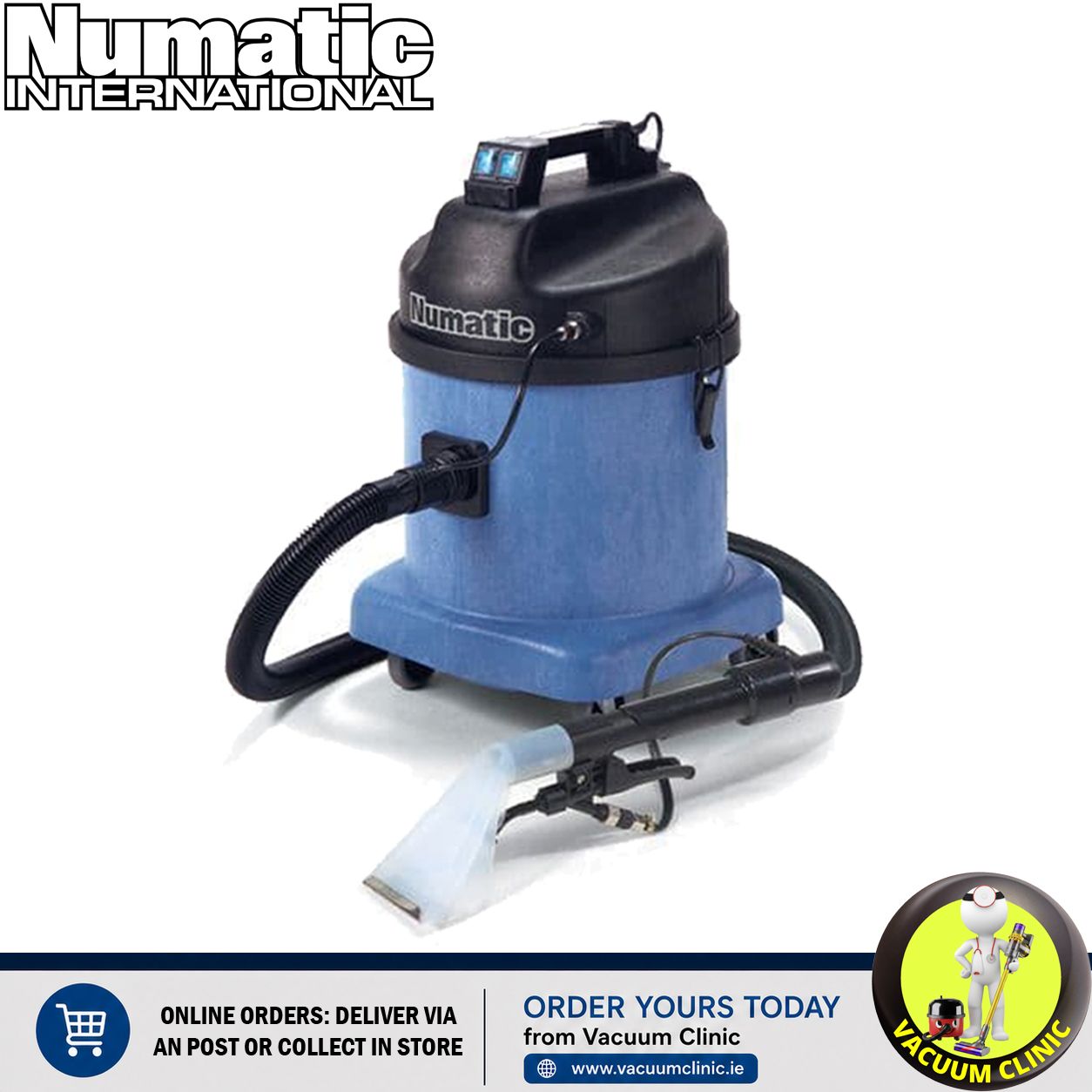 NUMATIC CTD570 TWIN MOTOR 4 IN 1 EXTRACTION MACHINE (WET, SPRAY EXT., CAR VALETING AND CARPET AND UPHOLSTRY KIT) NUMCTD570