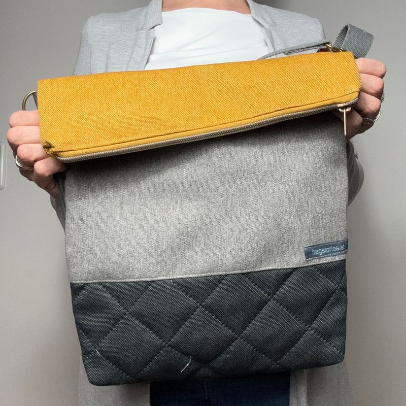 FOLDOVER.bag - senf/grau/anthrazit