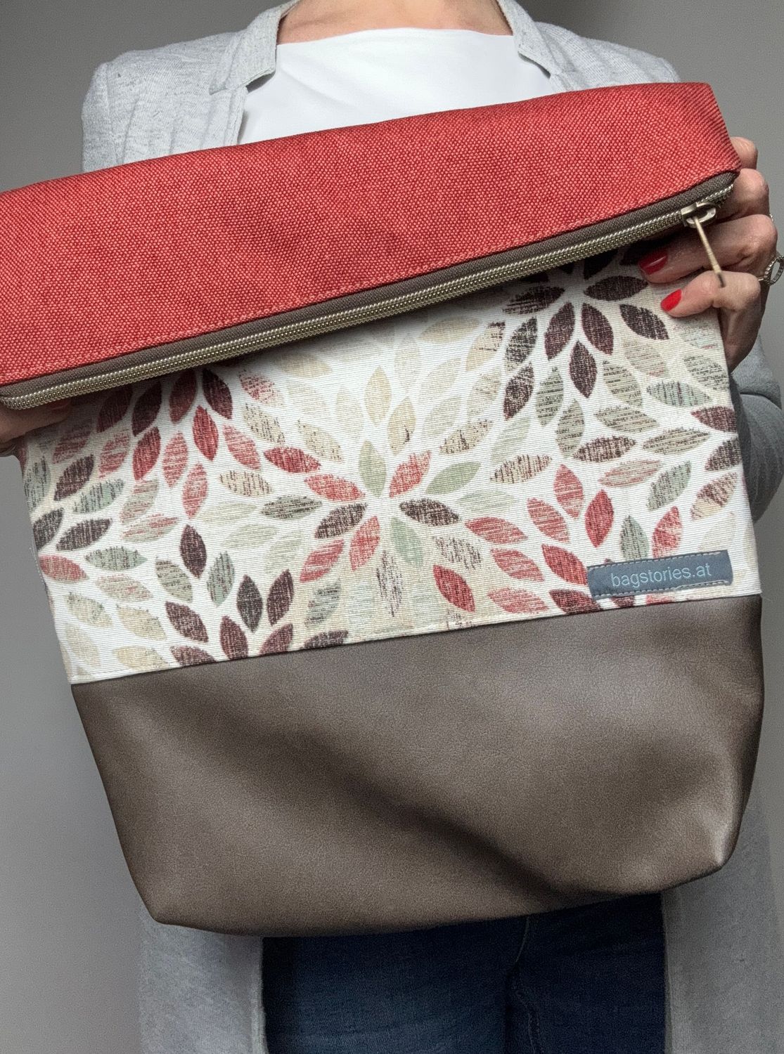 FOLDOVER.bag - terrakotta/braun