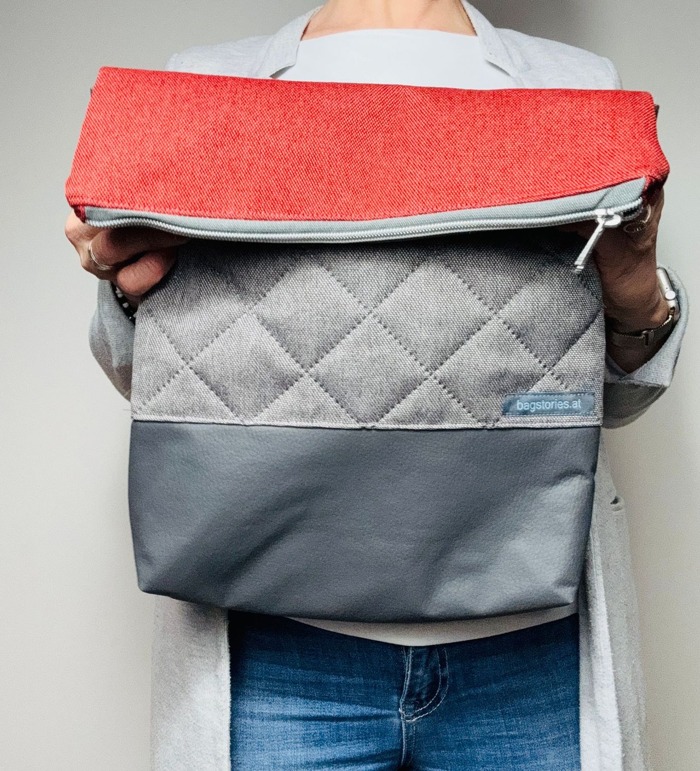 FOLDOVER.bag - terrakotta/grau