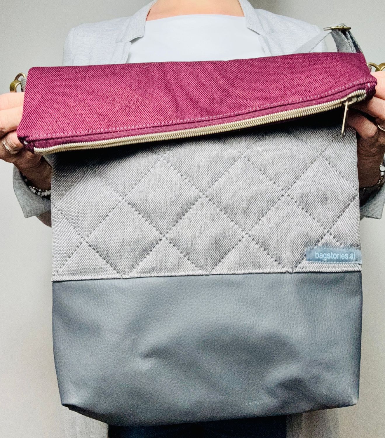 FOLDOVER.bag - bordeaux/grau