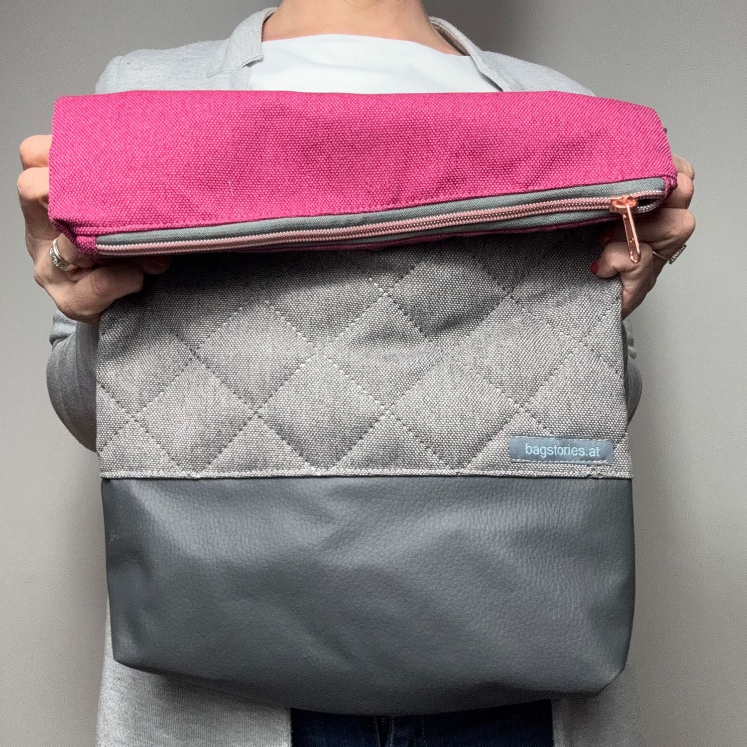 FOLDOVER.bag - pink/grau