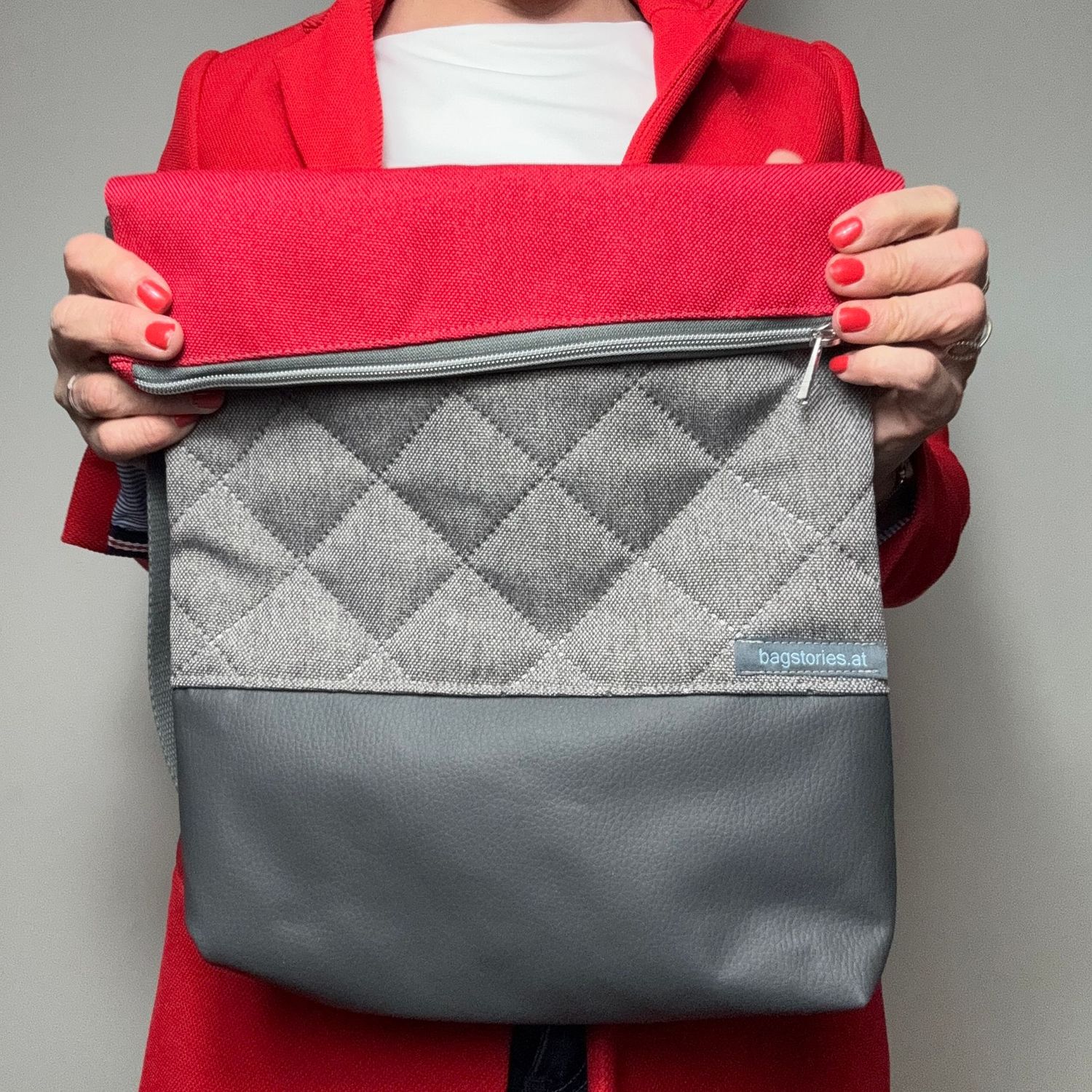 FOLDOVER.bag - rot/grau