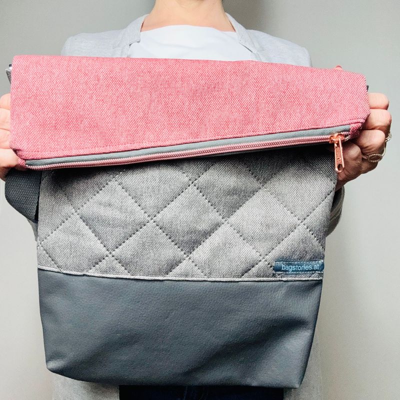 FOLDOVER.bag - altrosa/grau