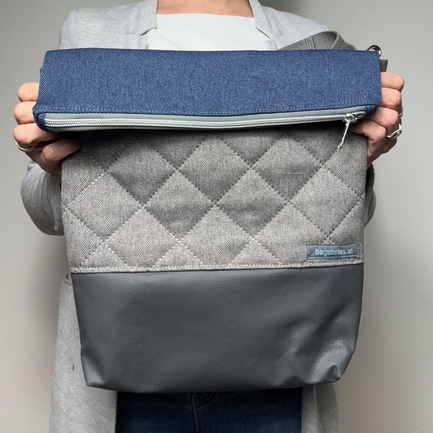 FOLDOVER.bag - blau/grau