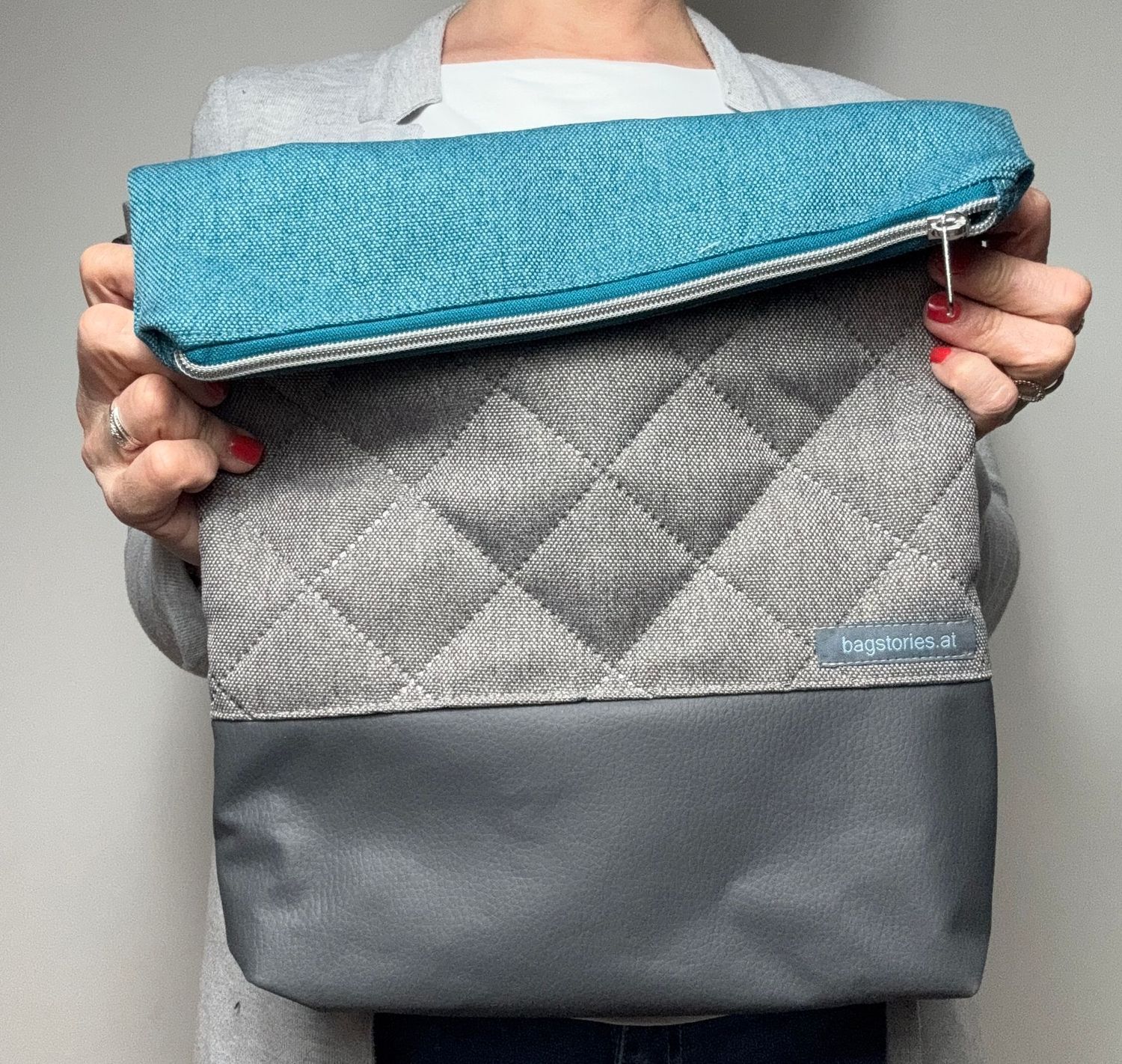 FOLDOVER.bag - türkis/grau