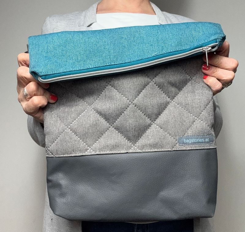 FOLDOVER.bag - türkis/grau