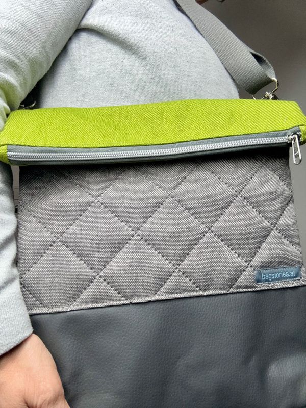 FOLDOVER.bag -apfelgrün/grau