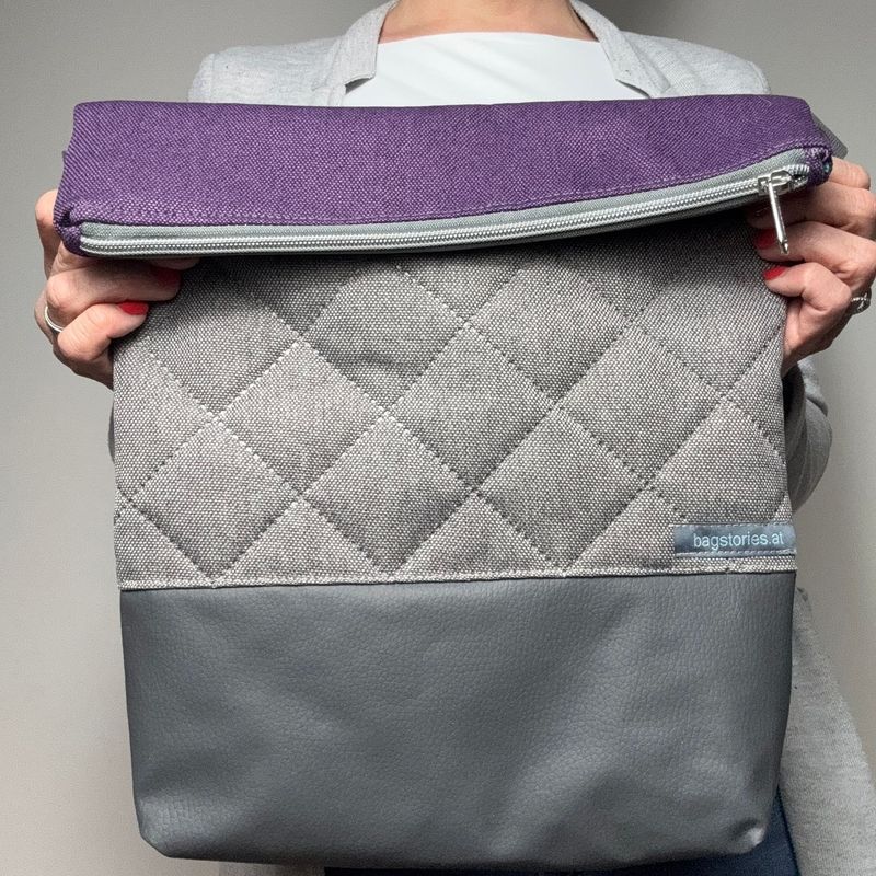 FOLDOVER.bag -violett/grau
