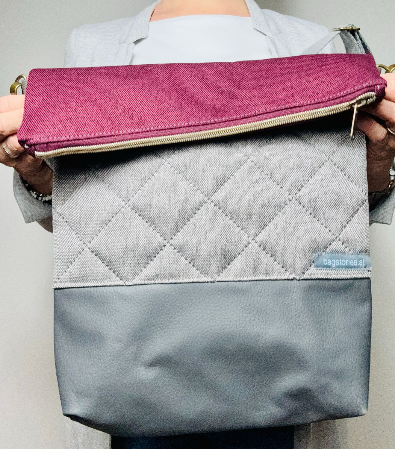 FOLDOVER.bag - bordeaux/grau