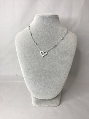 Silver Sparkly Heart Necklace