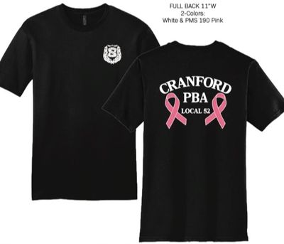 Cranford PBA Breast Cancer Awareness T-shirt(Black)