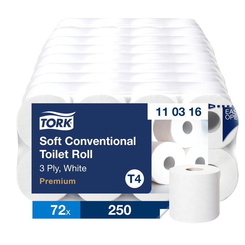 T4 Tork Extra weiches Kleinrollen Toilettenpapier - 72 Rollen (110316) T4 Tork Extra weiches Kleinrollen Toilettenpapier - 72 Rollen (110316)