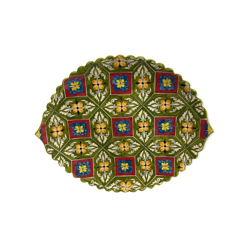 Handmade Legan oval 34x41 cm green