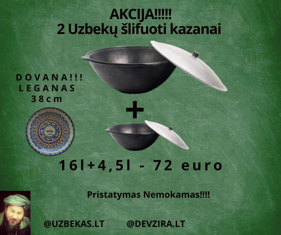 Rinkinys uzbekų Kazanas 16 l, Kazanas 4,5 l, Leganas 38 cm