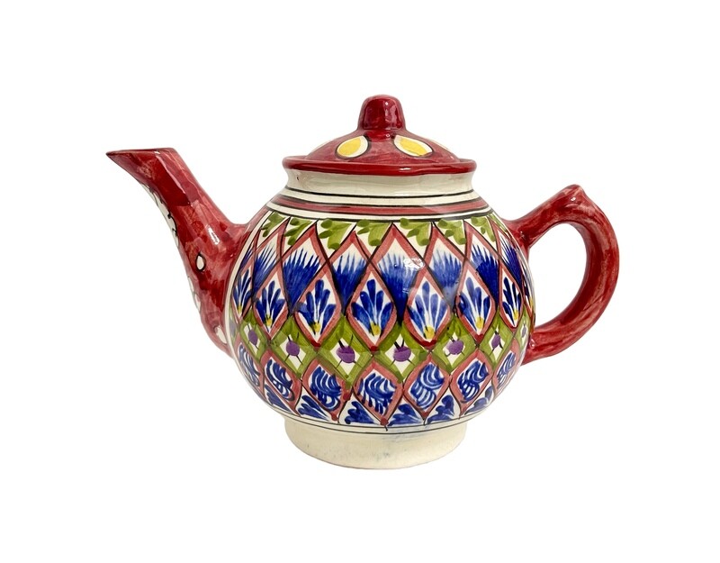 Handmade Teapot 1l &quot;Mehrob&quot;, red pattern