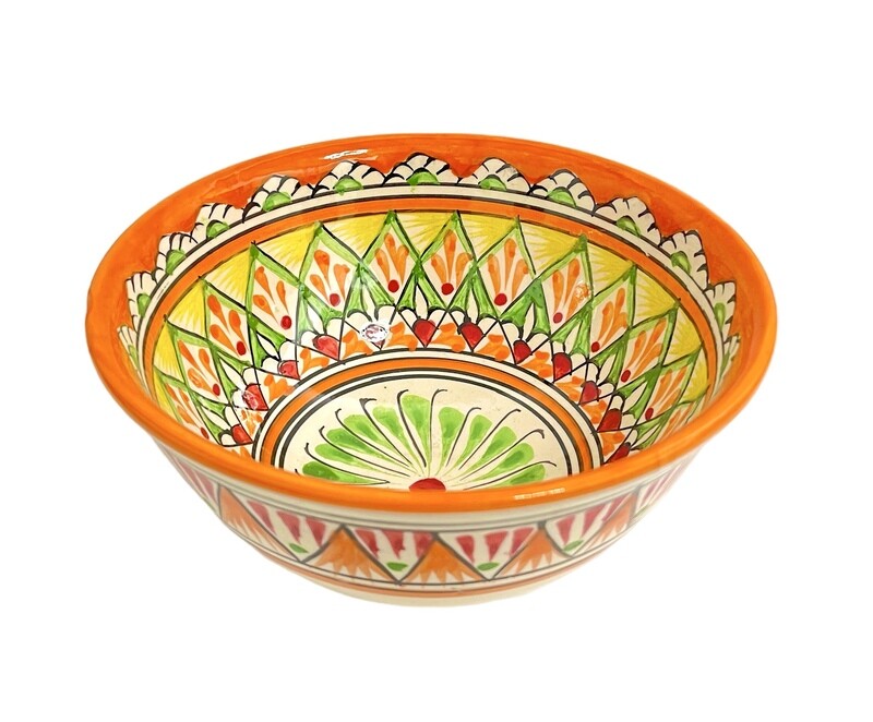 Handmade Bowl/Kosa 15 cm, 500 ml. for tea, spices, “Mechrob”, orange pattern