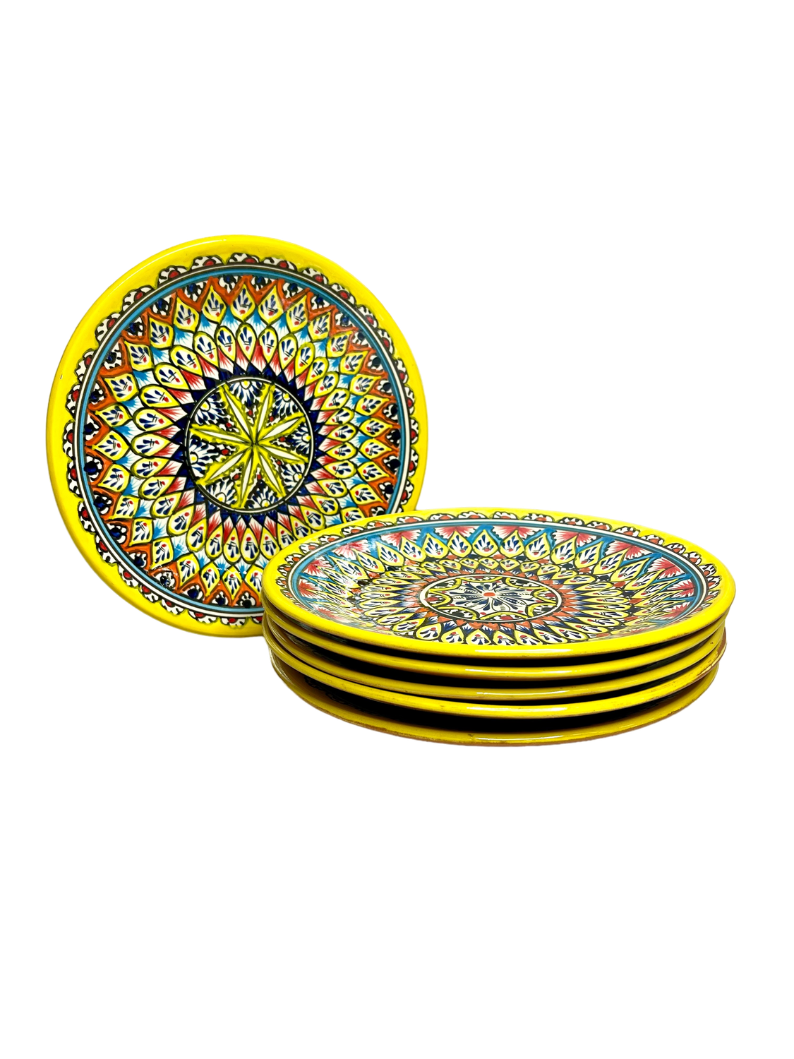 Handmade Lyagani 26 cm &quot;Mehrob&quot; 6 pcs, yellow pattern