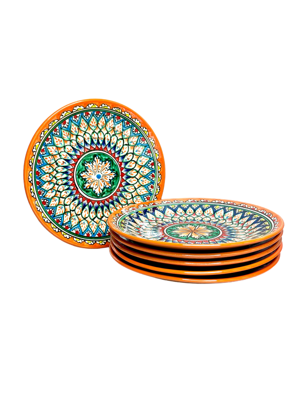 Handmade Lyagani 26 cm &quot;Mehrob&quot; 6 pcs, orange pattern