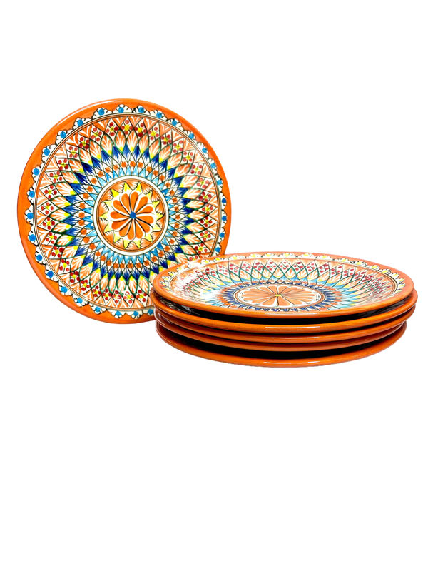 Handmade Lyagani 28 cm &quot;Mehrob&quot; 6 pcs, orange pattern