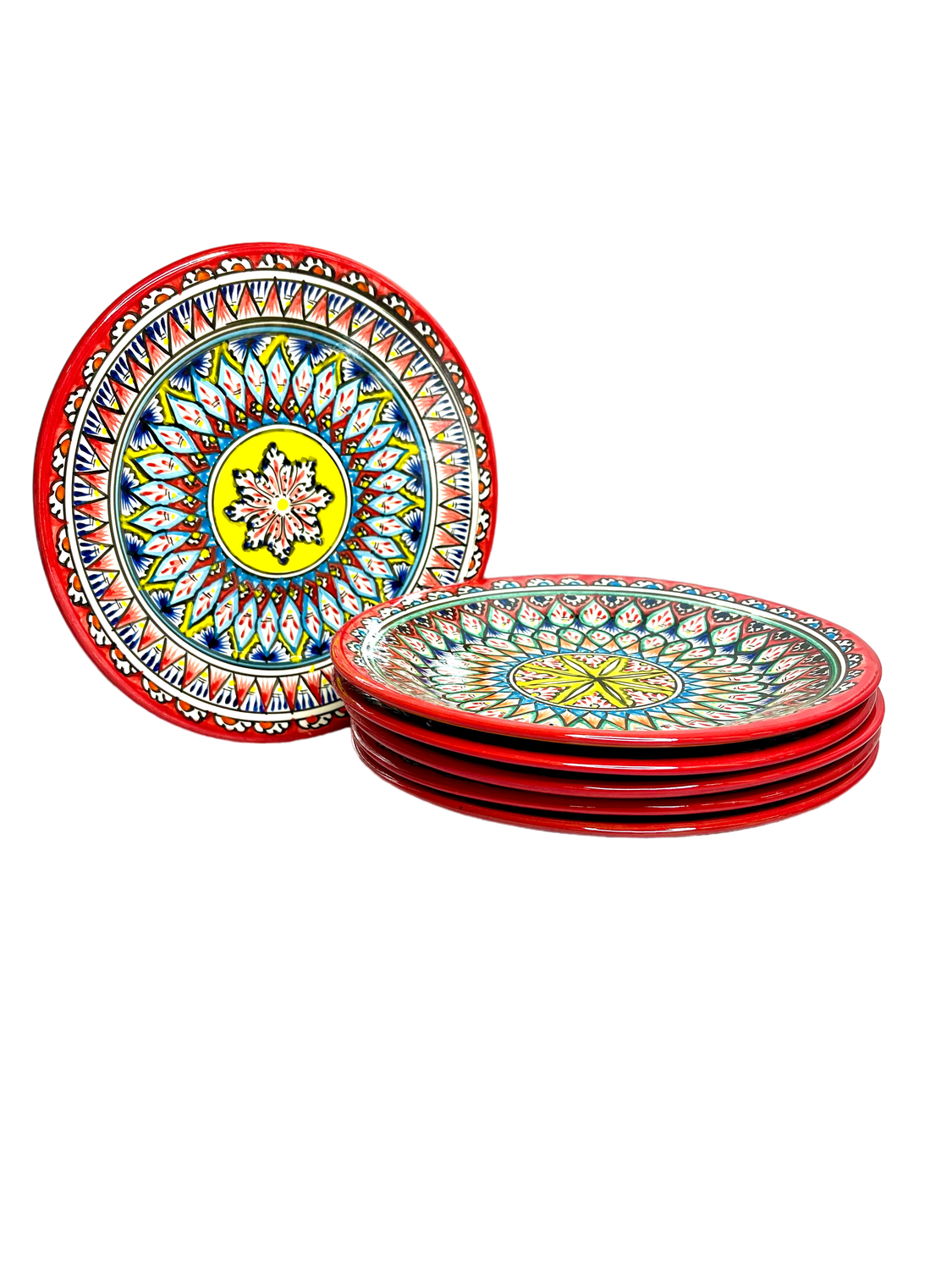 Handmade Lyagani 26 cm &quot;Mehrob&quot; 6 pcs, red pattern