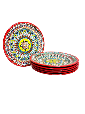 Handmade Lyagani 26 cm &quot;Mehrob&quot; 6 pcs, red pattern