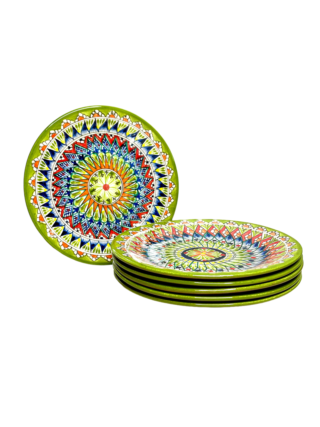 Handmade Lyagani 28 cm &quot;Mehrob&quot; 6 pcs, green pattern