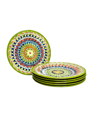 Handmade Lyagani 28 cm &quot;Mehrob&quot; 6 pcs, green pattern