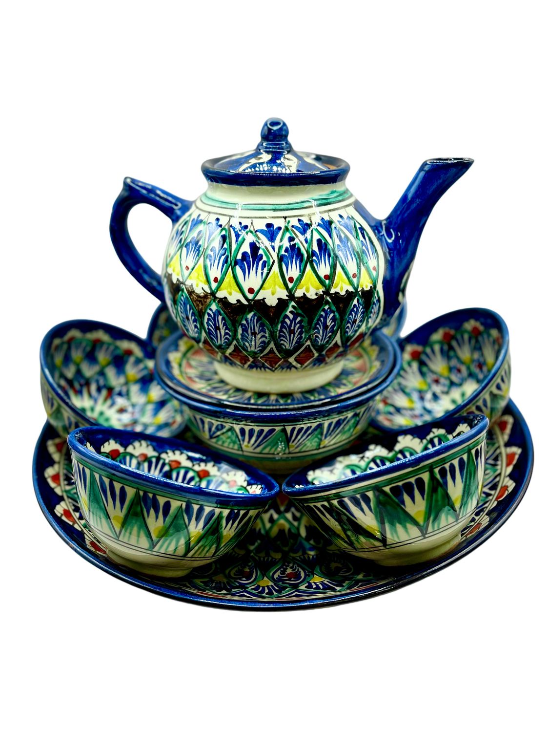 Handmade Tea Set “Mechrob”, blue pattern