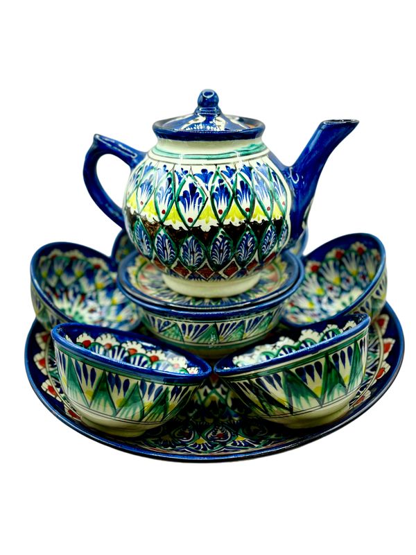 Handmade Tea Set “Mechrob”, blue pattern