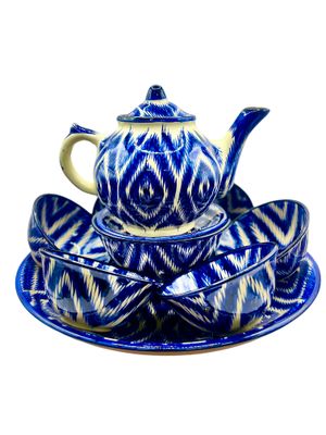 Handmade Tea Set “Atlas”, blue pattern