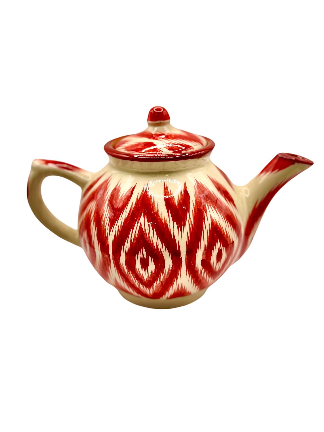 Handmade Teapot 1l &quot;Atlas&quot;, red pattern