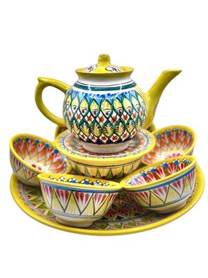 Handmade Tea Set “Mechrob”, yellow pattern