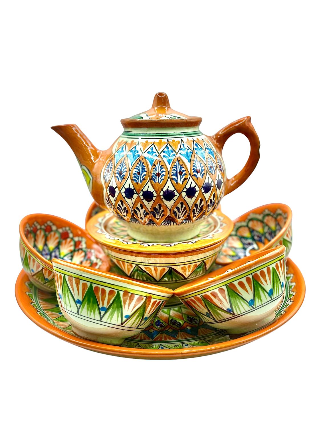 Handmade Tea Set “Mechrob”, orange pattern