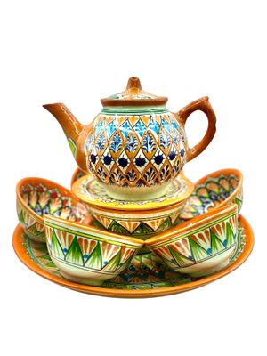 Handmade Tea Set “Mechrob”, orange pattern Handmade Tea Set “Mechrob”, orange pattern