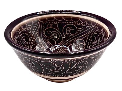 Handmade Bowl/Kosa 18 cm, 750 ml. for tea, spices, “Tilma”, brown pattern Handmade Bowl/Kosa 18 cm, 750 ml. for tea, spices, “Tilma”, brown pattern