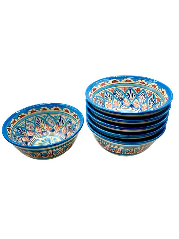 Set - Bowls/Kosa 15 cm, 500 ml. for tea, spices, “Mechrob”, blue pattern - 6 pcs