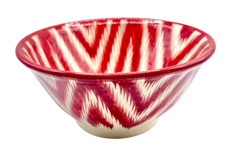 Handmade Bowl/Kosa 18 cm, 750 ml. for tea, spices, “Atlas”, red pattern