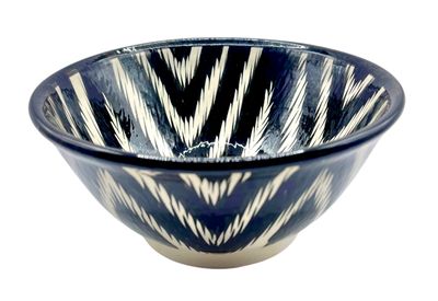 Handmade Bowl/Kosa 18 cm, 750 ml. for tea, spices, “Atlas”, black pattern